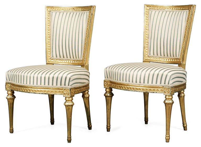 A pair of Gustavian chairs by J. E. Höglander.