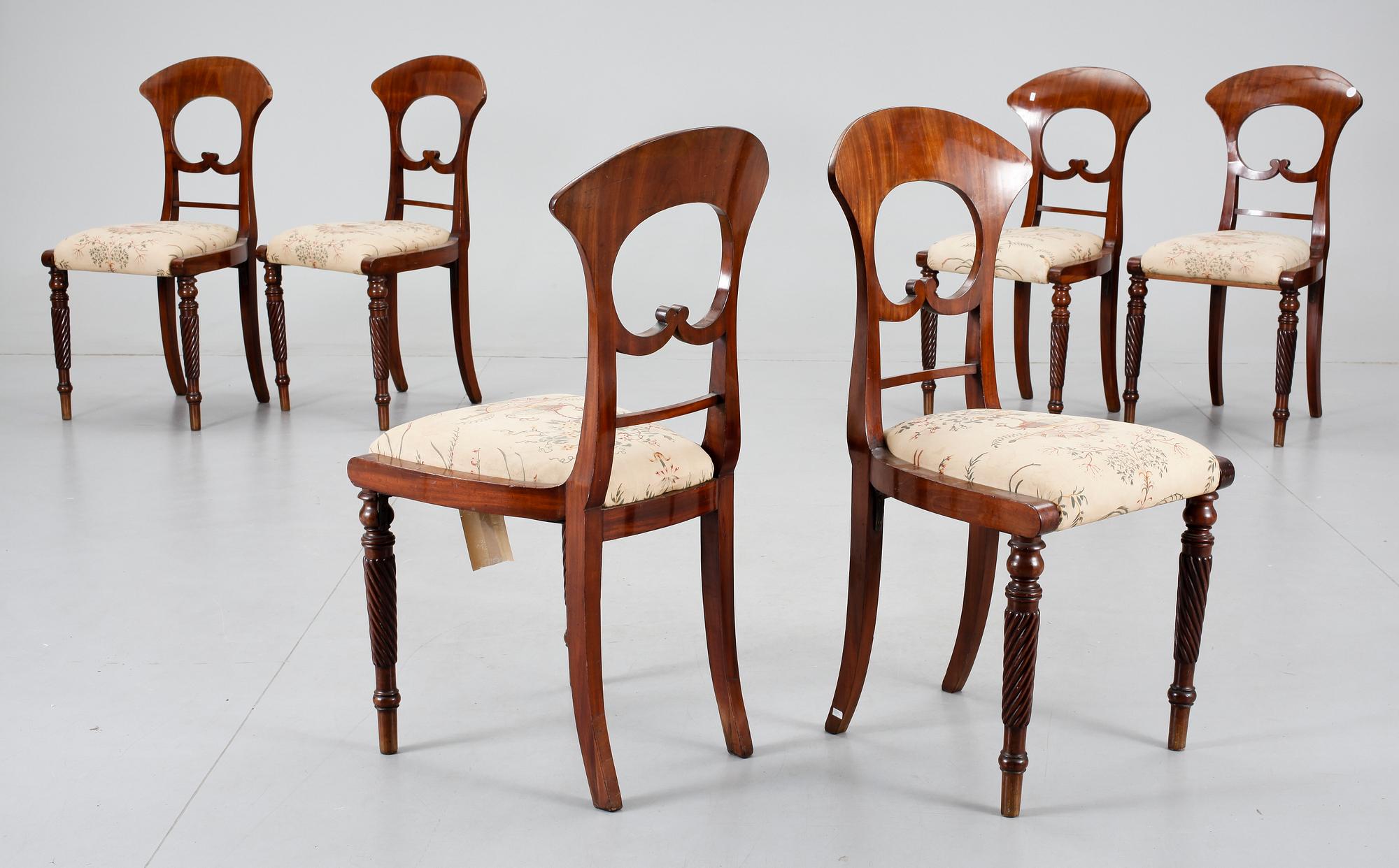 STOLAR, 6 st, senempire, 1800-talets första hälft.