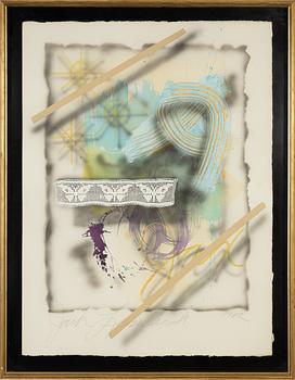 Jack Lembeck, mixed media on paper, signed and dated 1982.