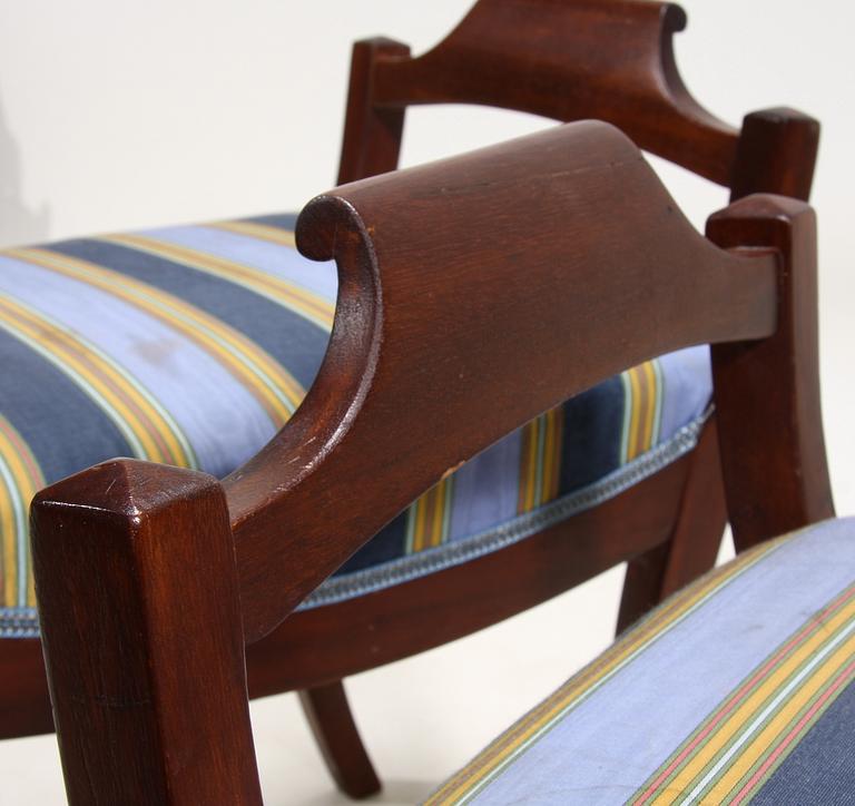 TABURETTER, ett par, Karl Johan, stämplade Johan Adam Vogt, Stockholm 1800-talets första hälft.