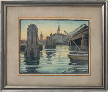 Ferdinand Boberg, View towards Riddarholmen.