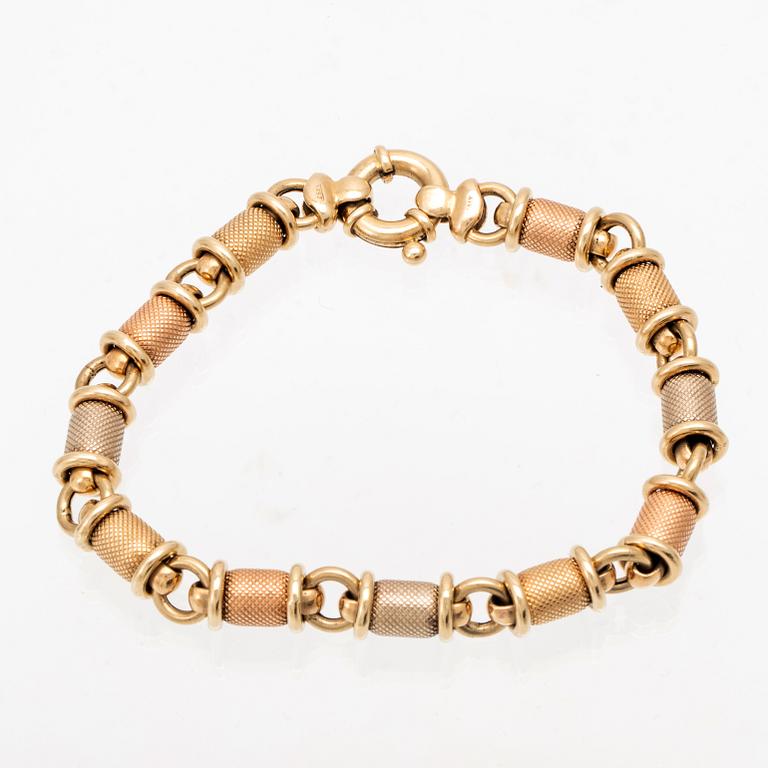 A 14K white, rosé and yellow gold bracelet, Italy.