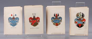 TRYCK MED HERALDISKA MOTIV, 65 st, Sverige tidigt 1900-tal.