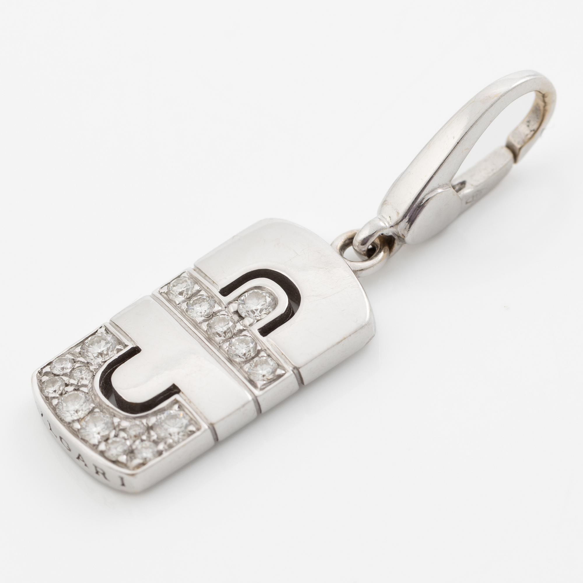 Bulgari hänge/berlock 18K vitguld vitguld med runda briljantslipade diamanter "Parentesi".