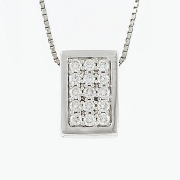 Hänge, 18K vitguld med briljantslipade diamanter, totalt 0,39 ct enligt gravyr, kedja i silver medföljer.