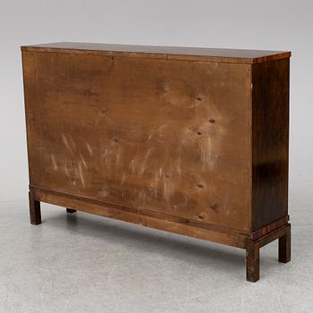 A stained birch veneered bookcase, 1930's.