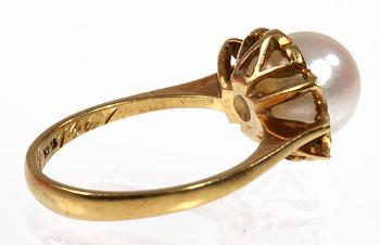 RING, guld 18 k, med pärla.