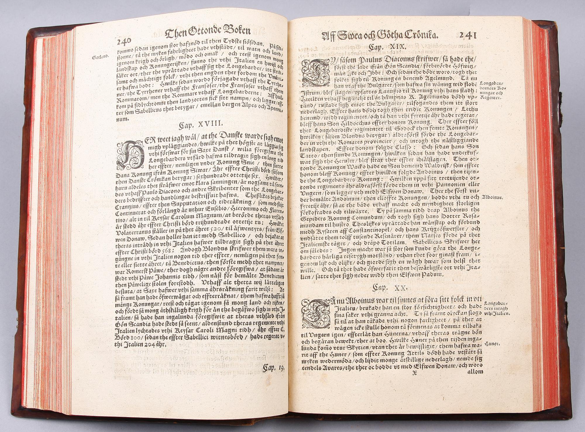 BOK, "Swea och Götha Krönika" av Johannis Magni, Stockholm 1620.