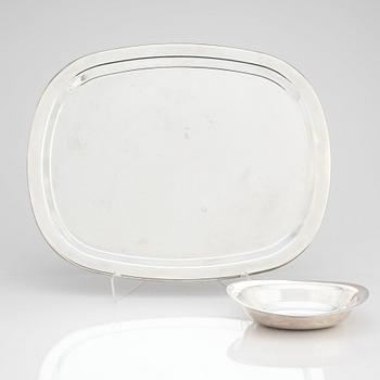 Vivianna Torun Bülow-Hübe, teservis med bricka, 5 delar, Dansk International Designs, försilvrad mässing.