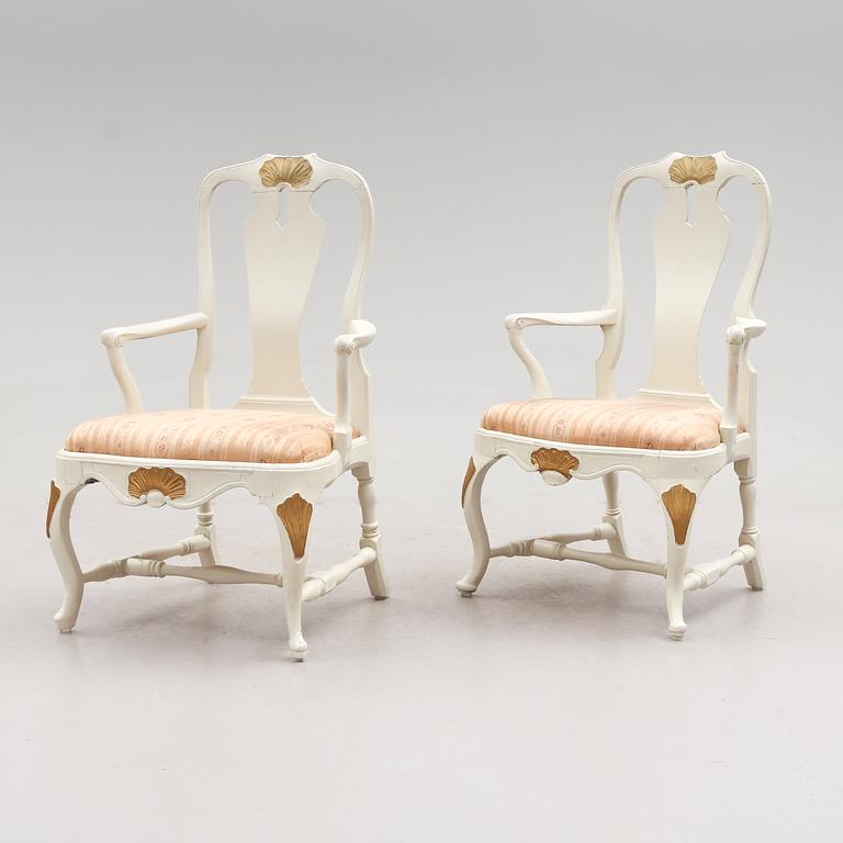 KARMSTOLAR,  2 st, rokoko, 1700-tal.