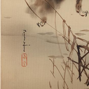 A hanging scroll, ink and color on silk. Japan, early 20th Century.