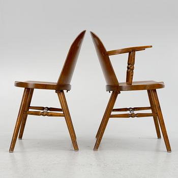 Uno Åhrén, four chairs and a pair of armchairs, model "203"/"Stockholm", Gemla, Diö, Sweden, 1930's.