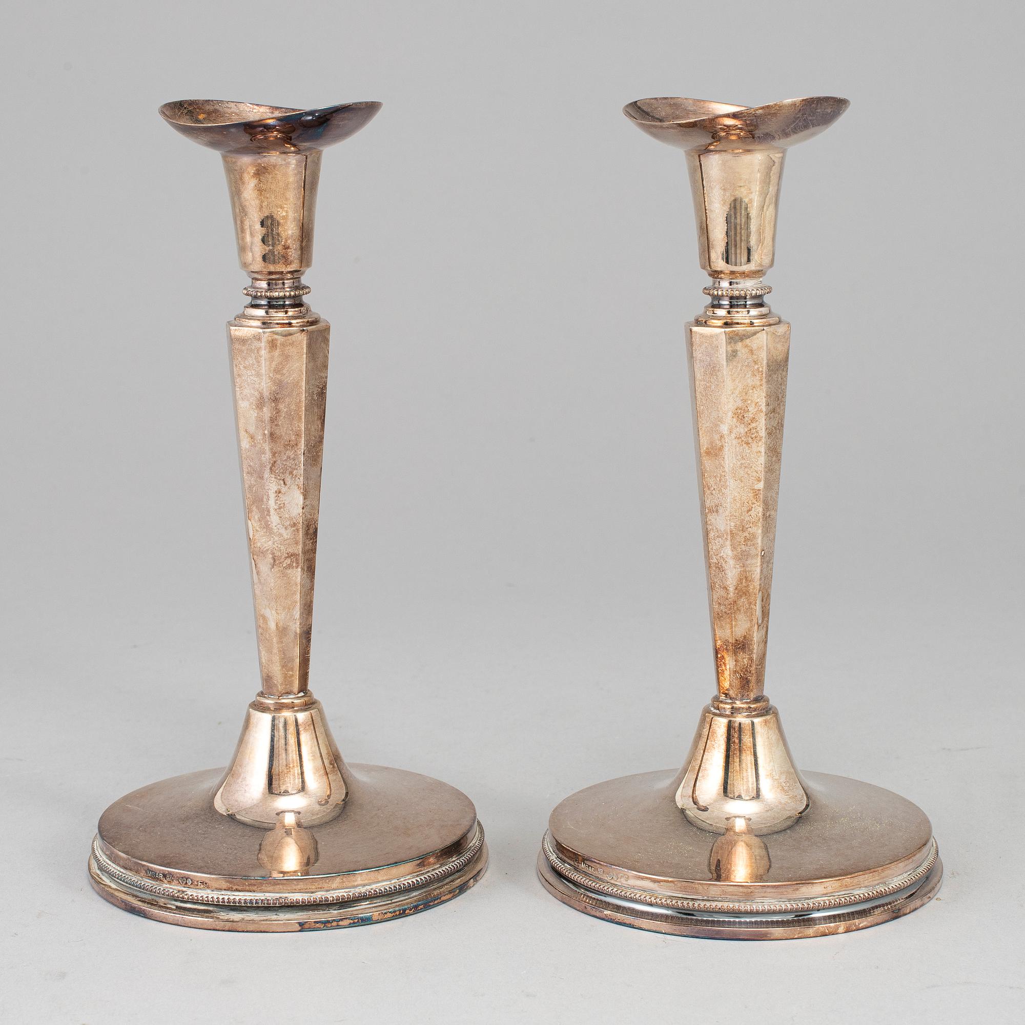 KG MARKSTRÖMS, a pair of silver candlesticks, Uppsala 1956.