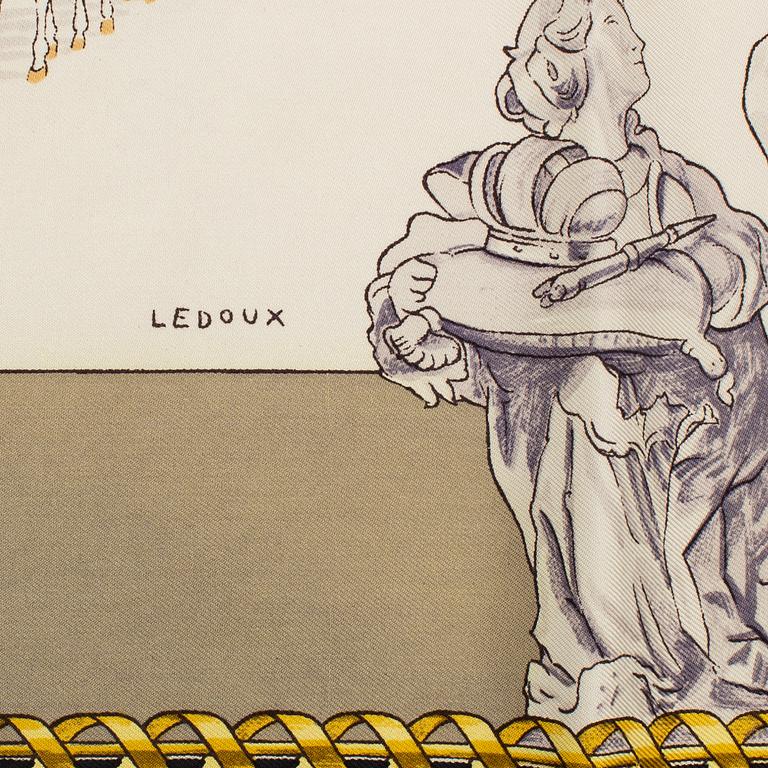 HERMÈS, scarf, L'Ecole Espagnole de Vienne, Philippe LeDoux, Original issue 1967.