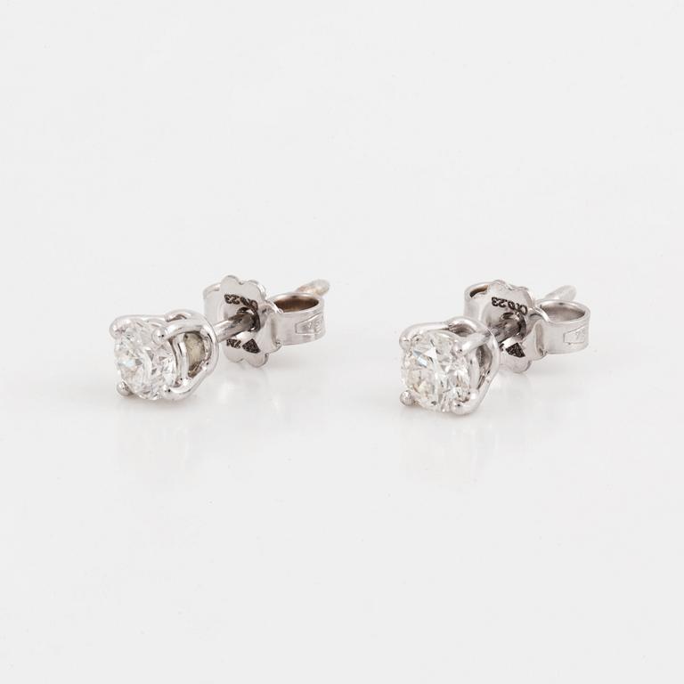 Brilliant-cut diamond earrings.