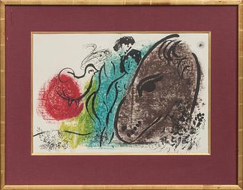 Marc Chagall · MARC CHAGALL, färglitografi, ej signerad, utförd 1952.