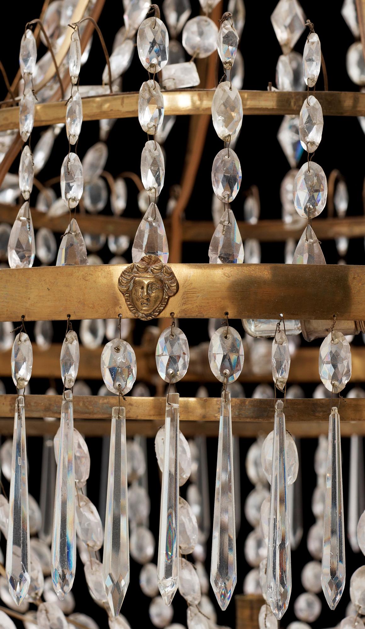 A late Gustavian circa 1800 seven-light chandelier.