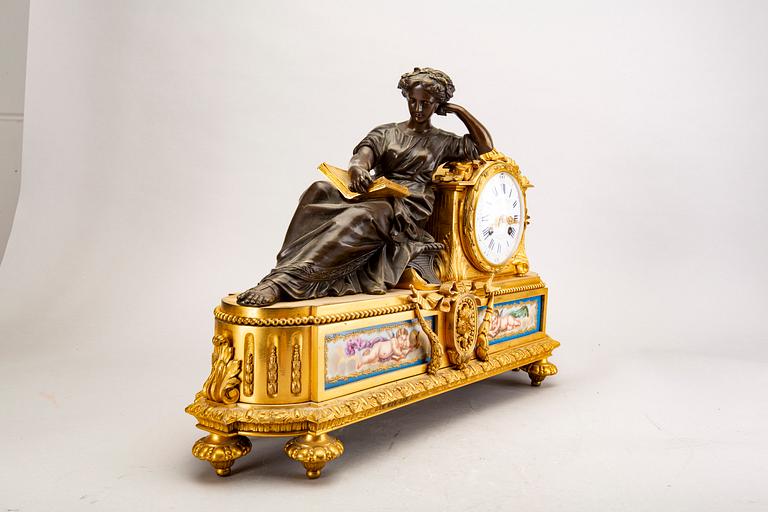 A Louis XVI-style gilded bronze clock later part of the 19th century.