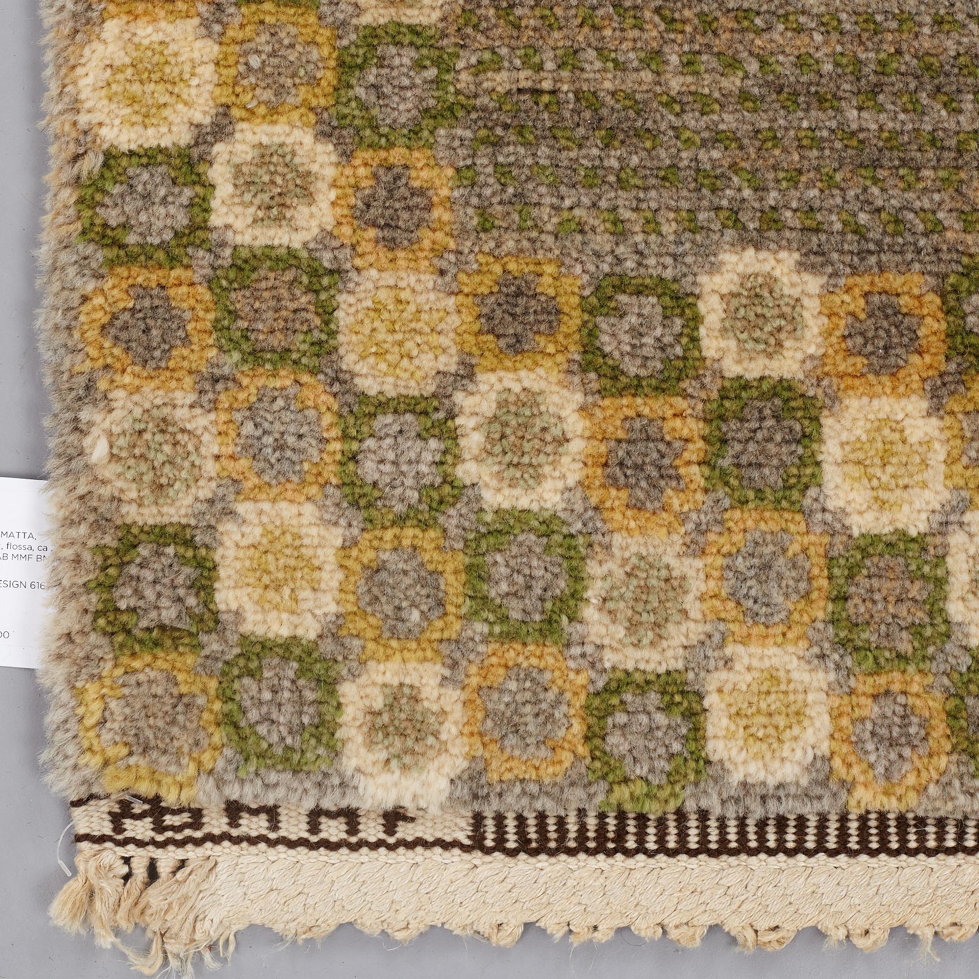 Barbro Nilsson, A CARPET, "Gråingen" probably, knotted pile, ca 223 x 144,5 cm, signed AB MMF BN.