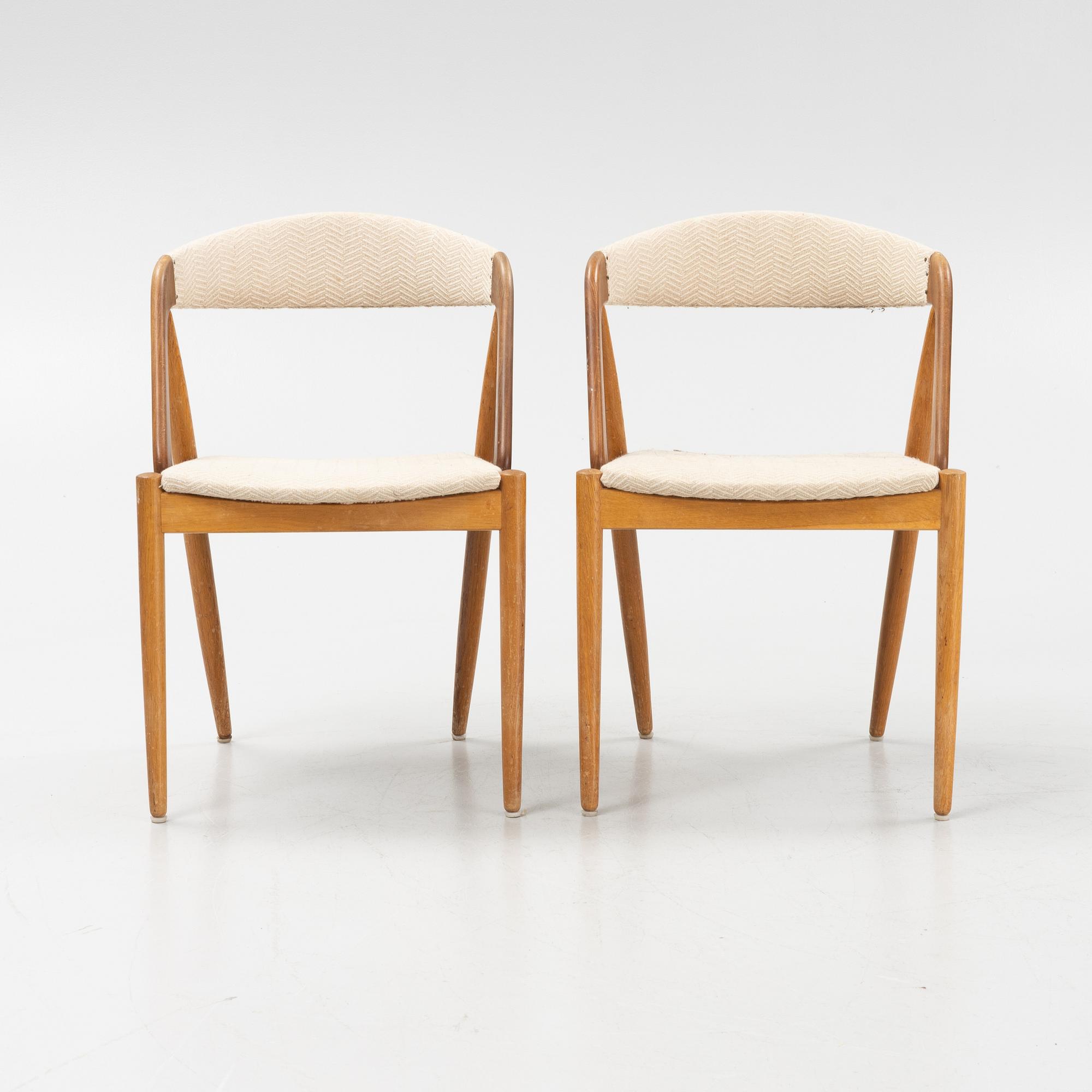 Kai Kristiansen, stolar, 4 st, "Pige/T21", Danmark, 1950/60-tal. Bord medföljer.