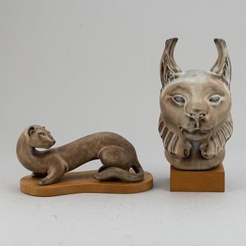 Two Gunnar Nylund stoneware figurines, Rörstrand, Sweden, mid 20th Century.