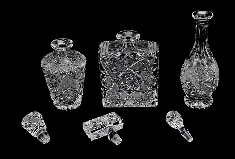 KARAFFER, 3 st, glas, 1900-tal.