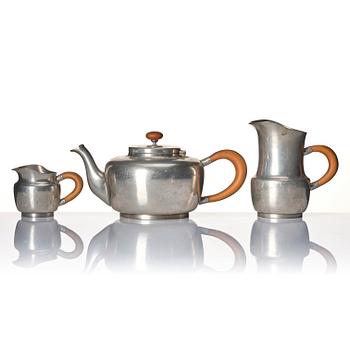 Josef Frank, a four pieces pewter tea service and a tray, model "A2330", Svenskt Tenn, Stockholm 1946 (tray 1929).