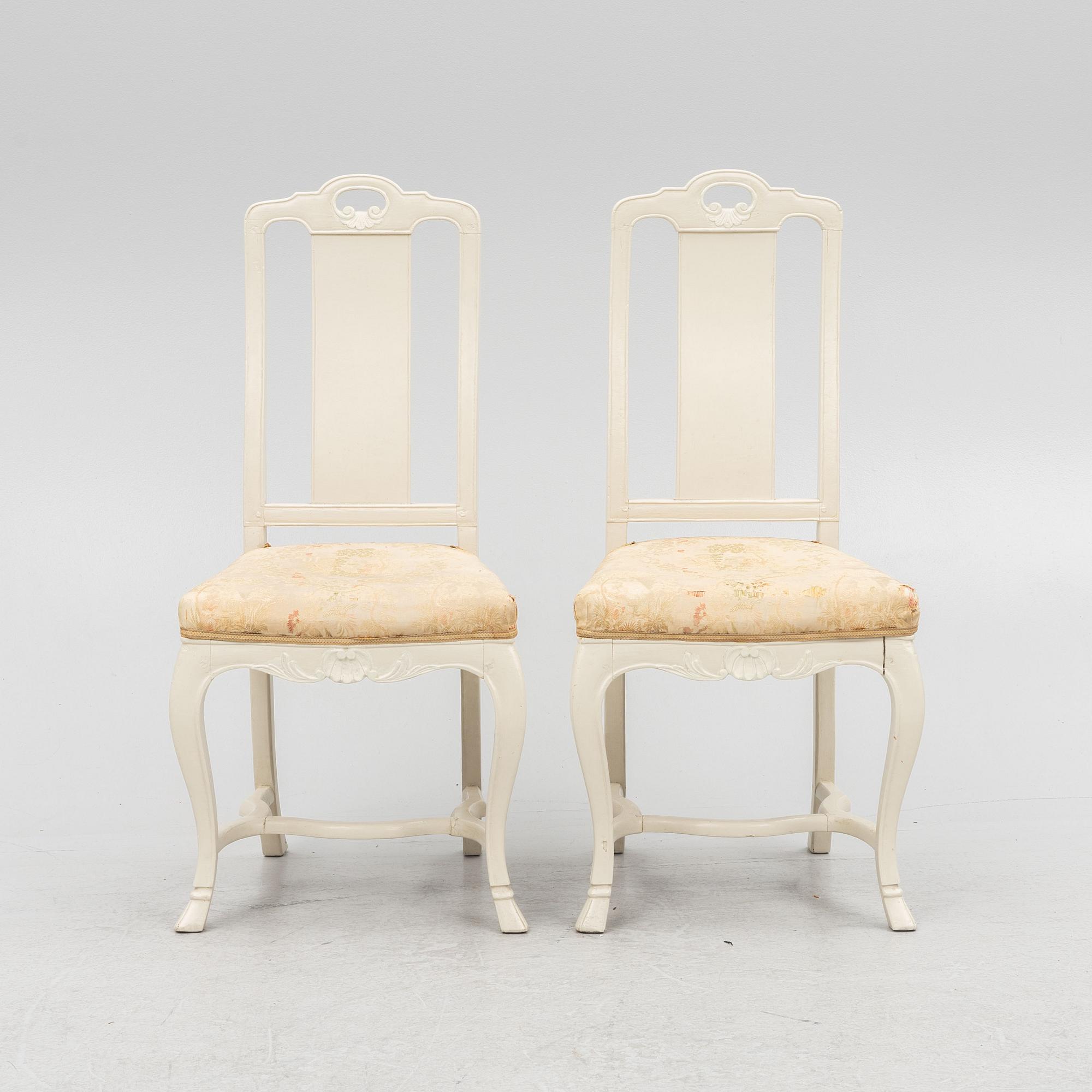 A Pair of Rococo Chairs, 18th Century, probably West Sweden.