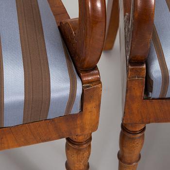 A set of three Biedermeier armchairs, probably St. Petersburg  1820s.