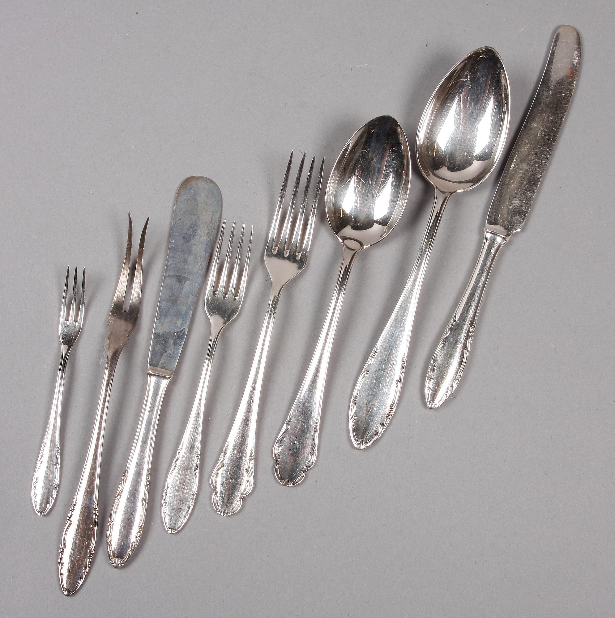 BESTICKSERVIS, nysilver, "Haga", 1900-talets mitt.