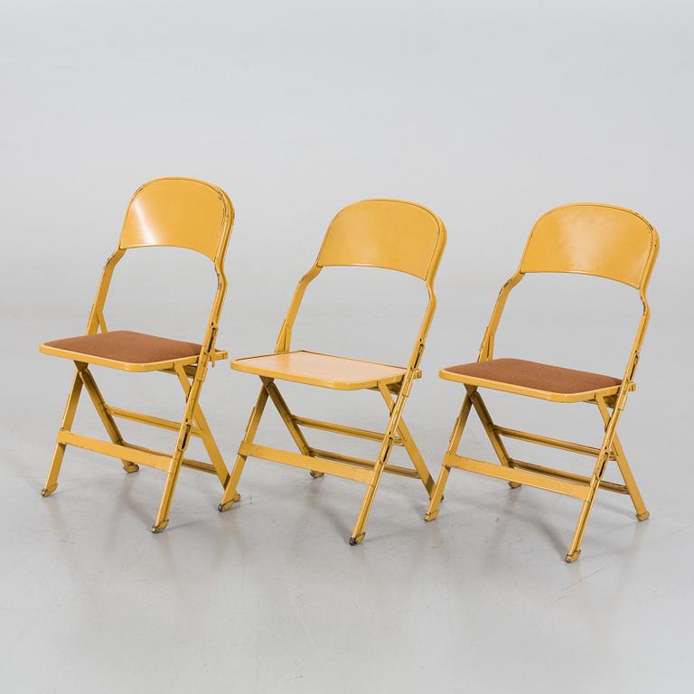 A SET OF 3 FOLDING CHAIRS BY CLARIN MFG CO, CHICAGO, USA.