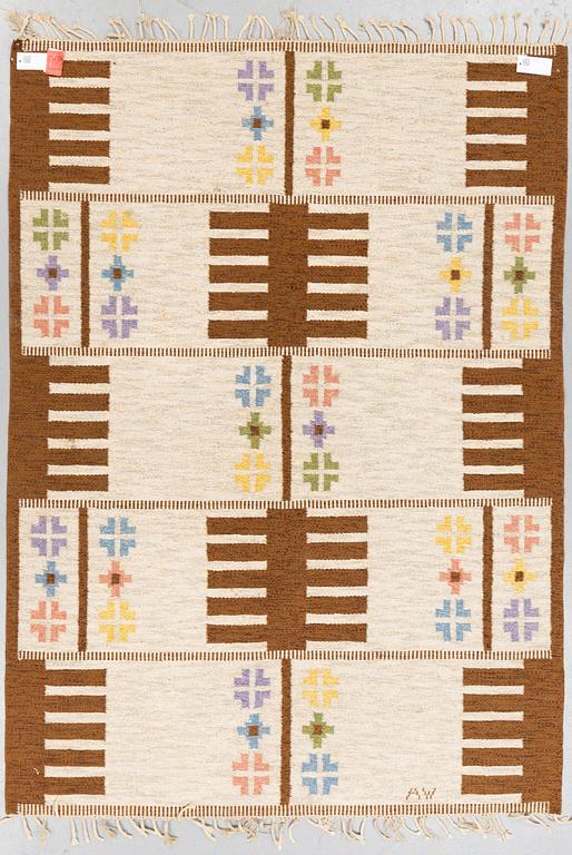 Alice Wallebäck, carpet, flat weave, signed AW, ca 233 x 167 cm.