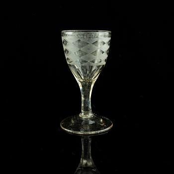 Eight late Gustavian wine glasses, circa 1800.