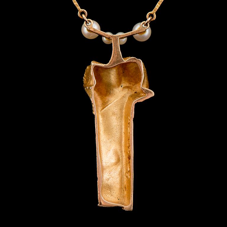 Björn Weckström, NECKLACE, "Pilvet", cultured pearls, 14K gold. Lapponia 1967.