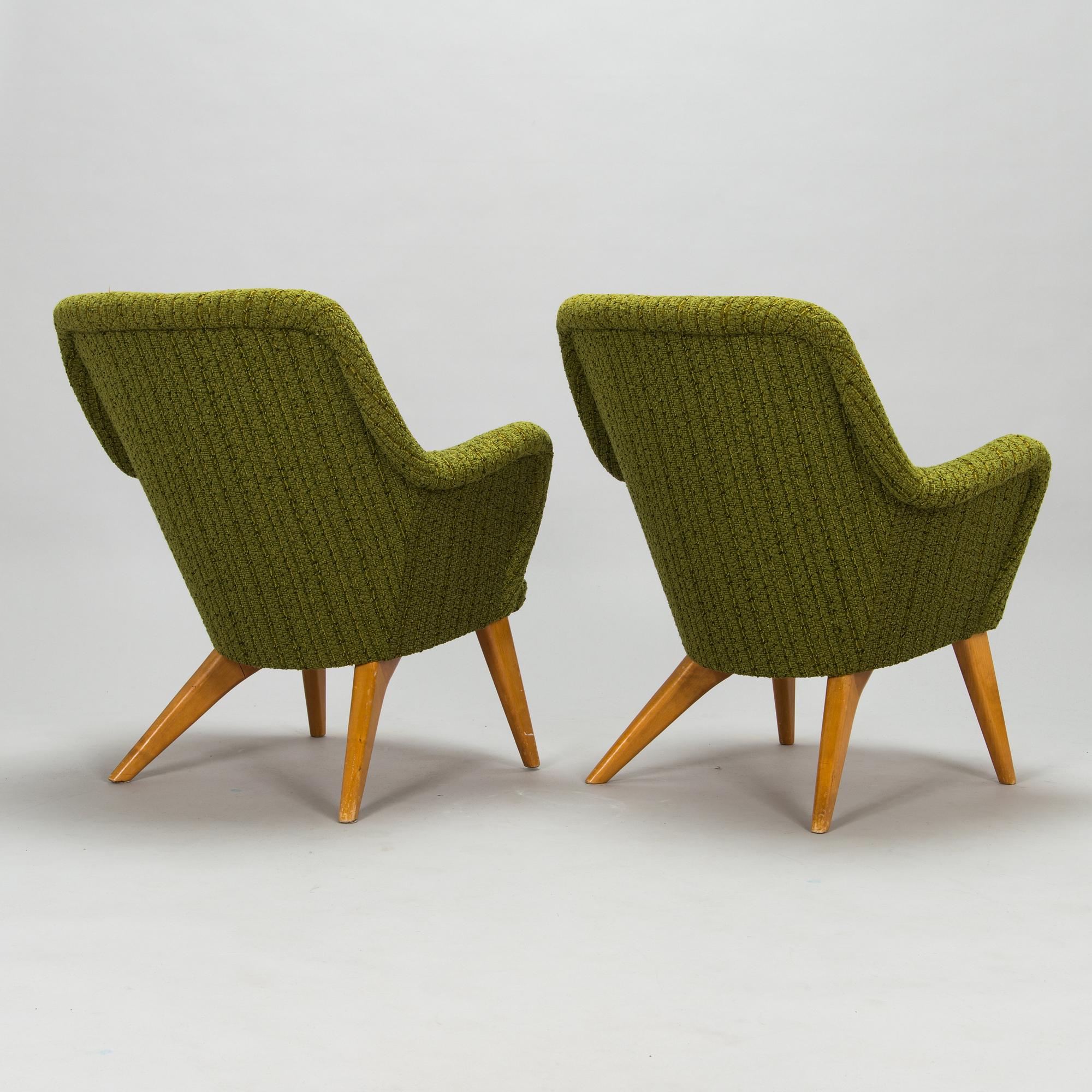 Carl Gustaf Hiort af Ornäs, fåtöljer, ett par, "Pedro", för Puunveisto Oy - Träsnideri Ab, 1950-tal.,