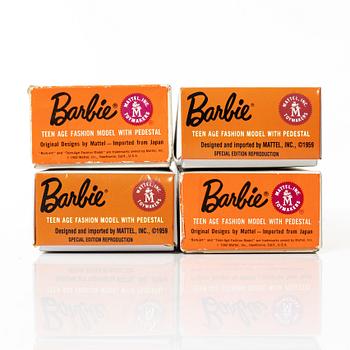 Barbie dolls, 4 pcs, along with clothes and accessories, Mattel, 1960s.