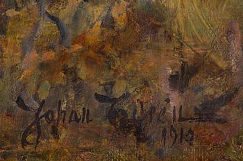 Johan Tirén, Mountain landscape with horses and a farm.