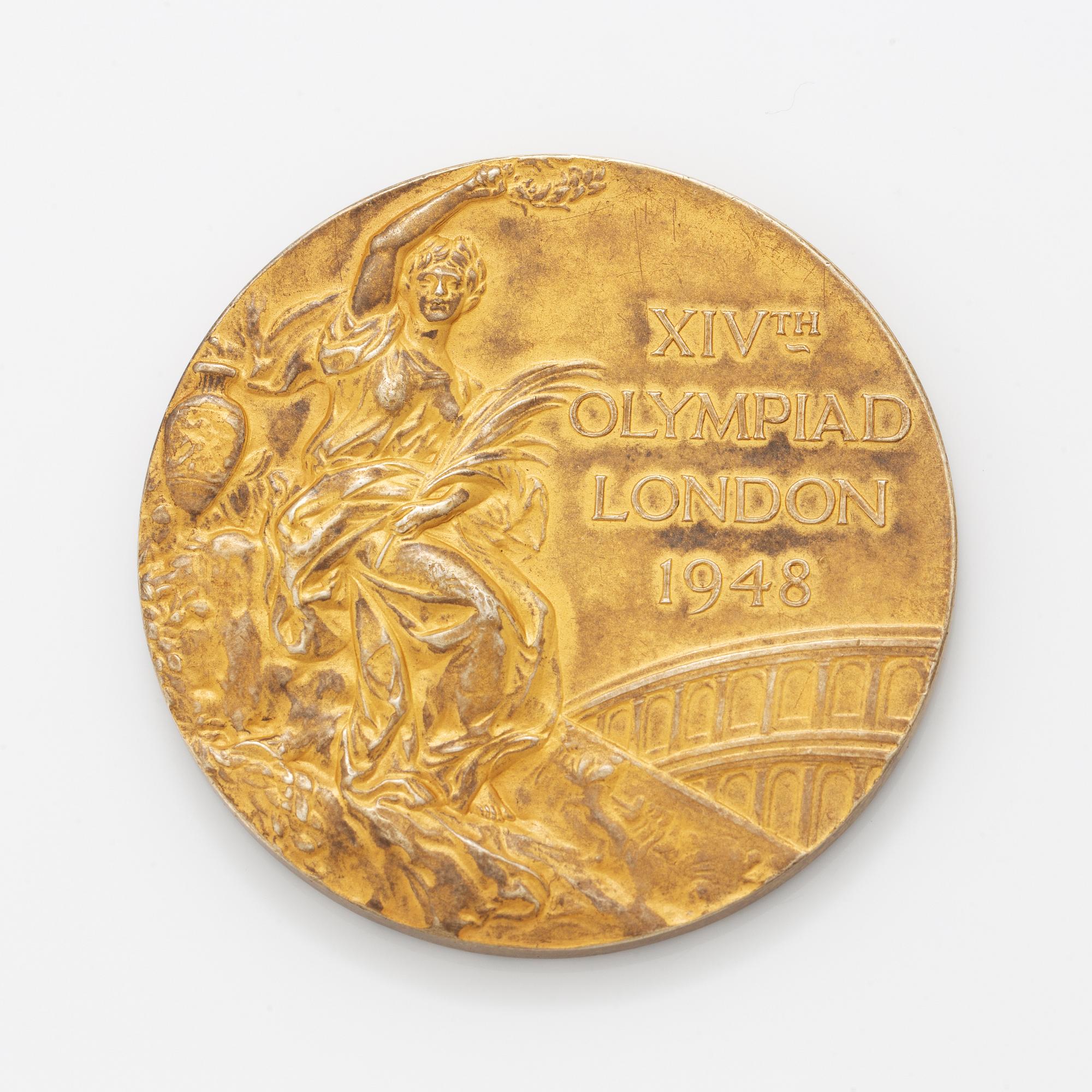 Olympic Winner Medal, London 1948, gilt silver, John Pinches Ltd.