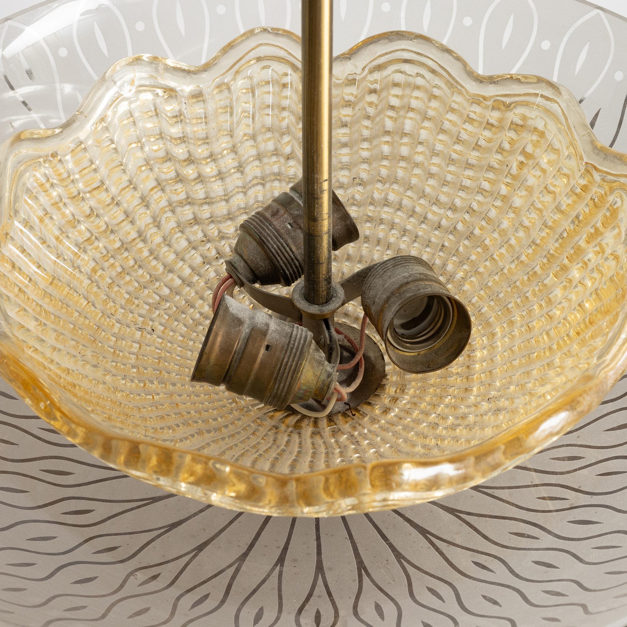 A Swedish Modern ceiling light from Orrefors, 1940's.