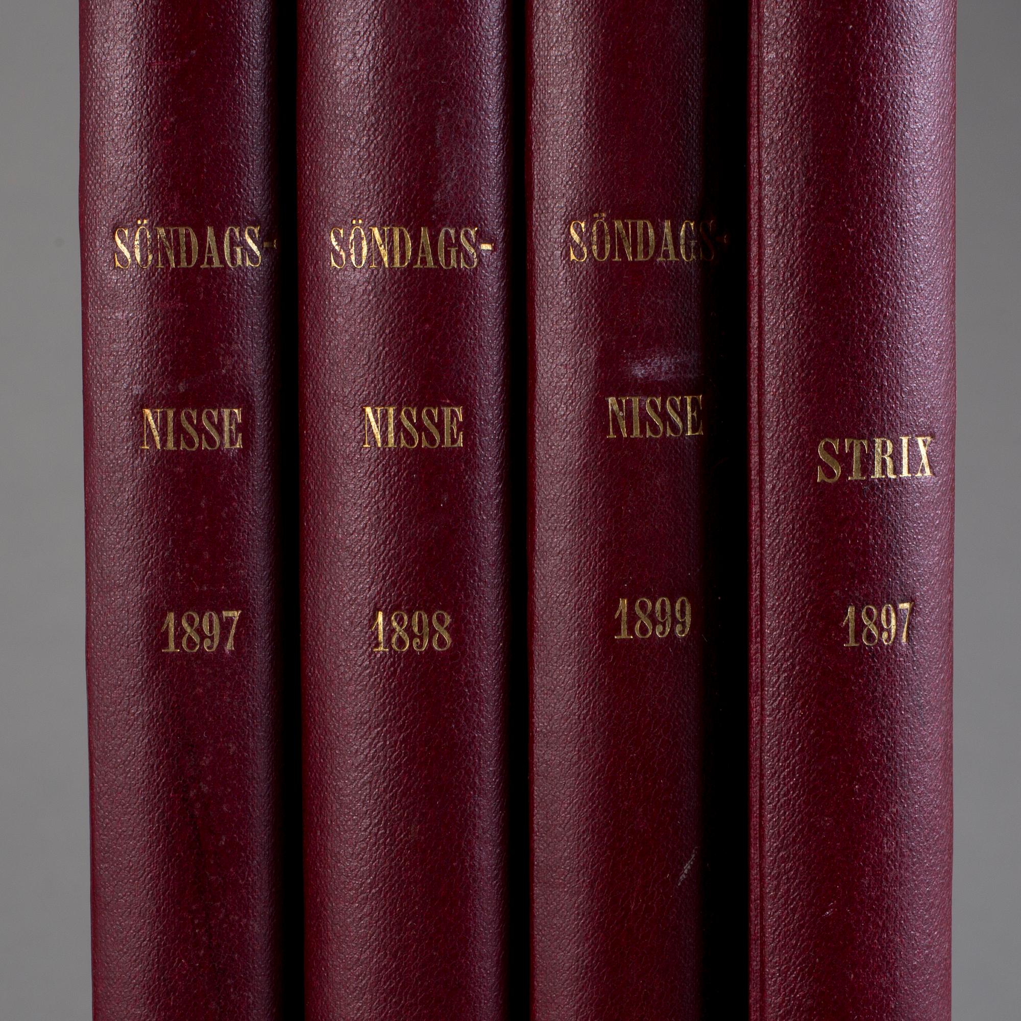 BÖCKER, 4 st, Söndagsnisse och Strix, 1897-1899.