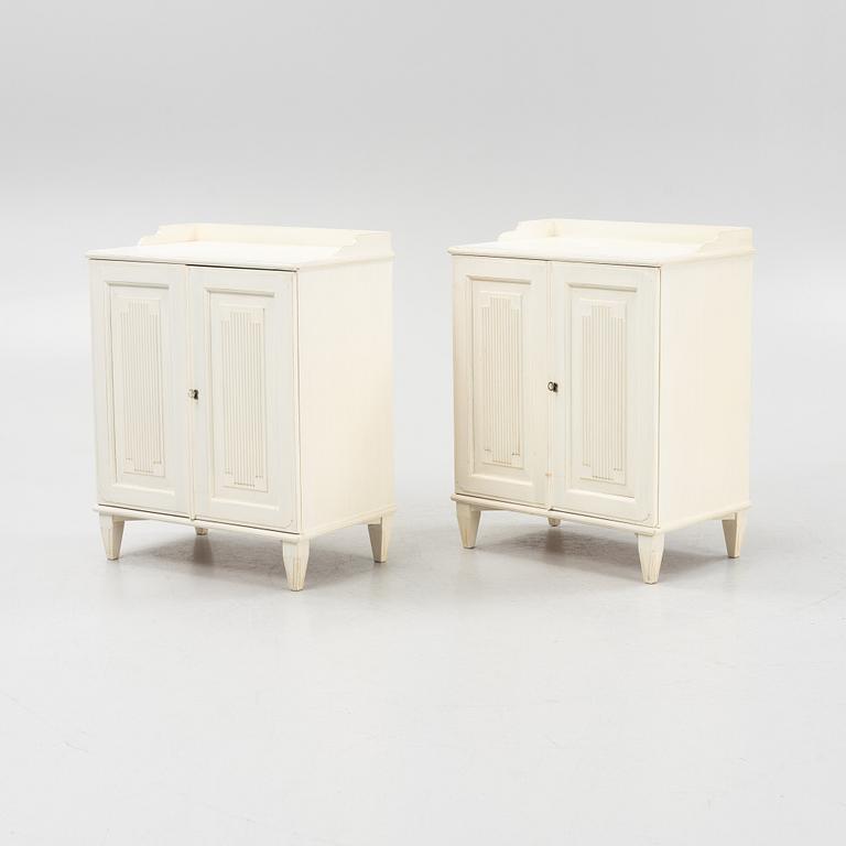 Bedside cabinets, a pair, Gustavian style, second half of the 20th century.