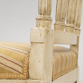 A set of six late Gustavian chairs, Stockholm, late 18th century.