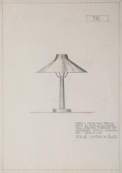 Hans Bergström, two table lamps, model "716", ateljé Lyktan, Sweden 1940-50s.