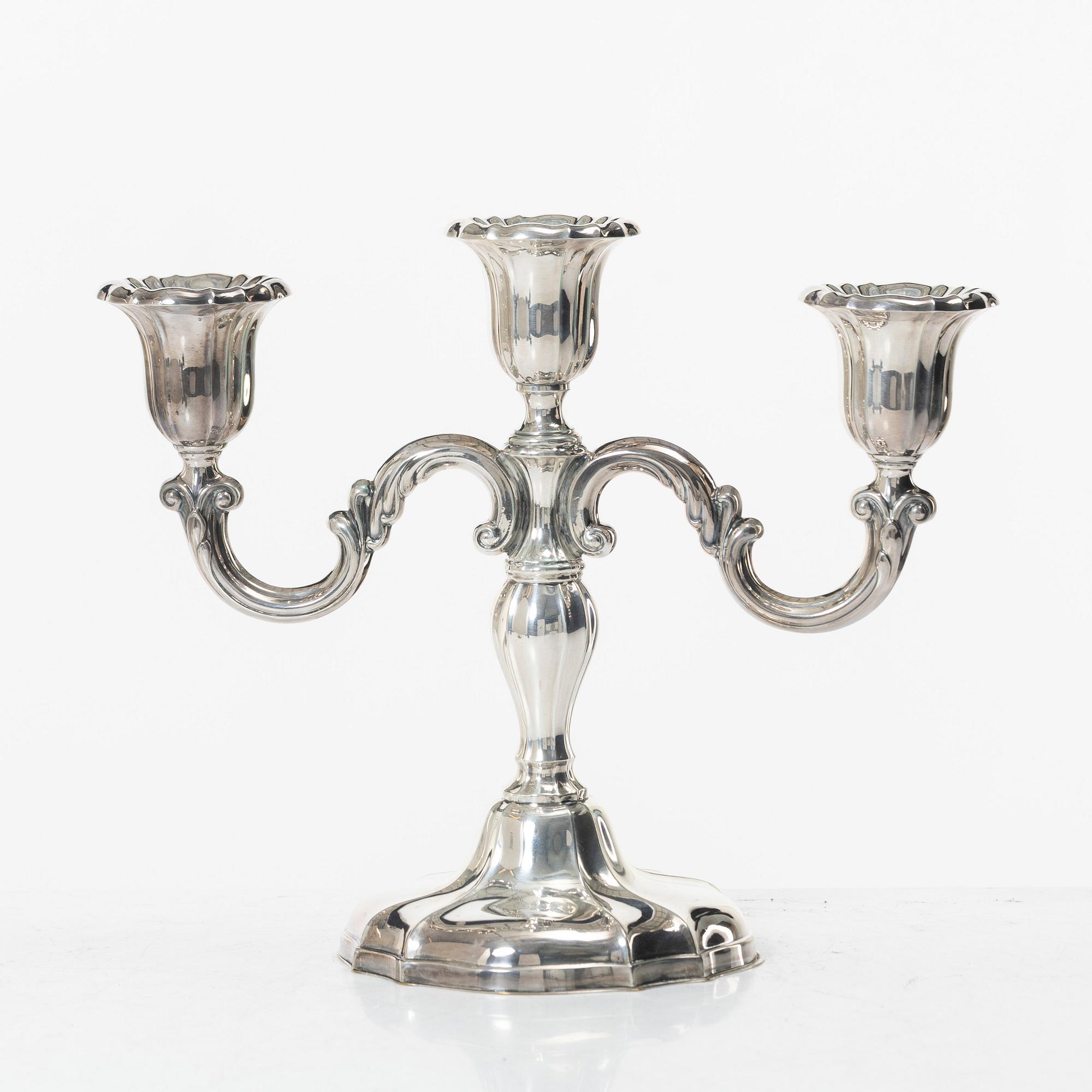 A pair of silver candelabra, Norway, mid-20th Century.