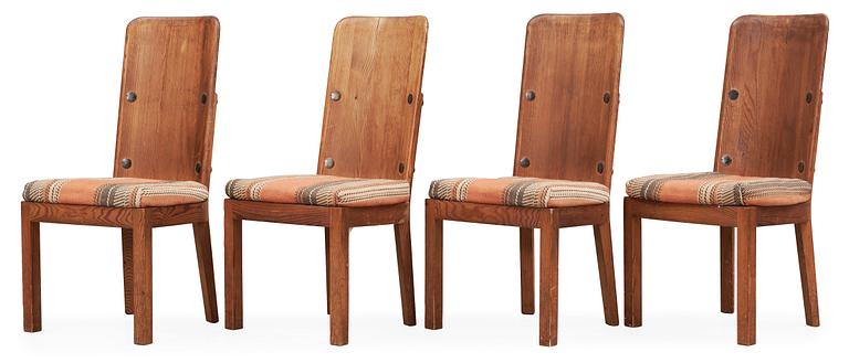 A set of four Axel Einar Hjorth 'Lovö' stained pine chairs, Nordiska Kompaniet.