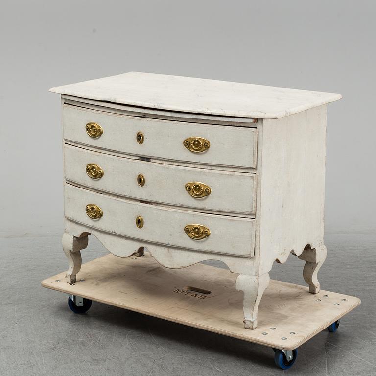 A painted late Baroque chest of drawers, 18th Century.