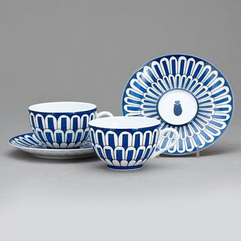 HERMÈS, a pai of blue and white porcelaine coffe cups, "Bleus d'Ailleurs".