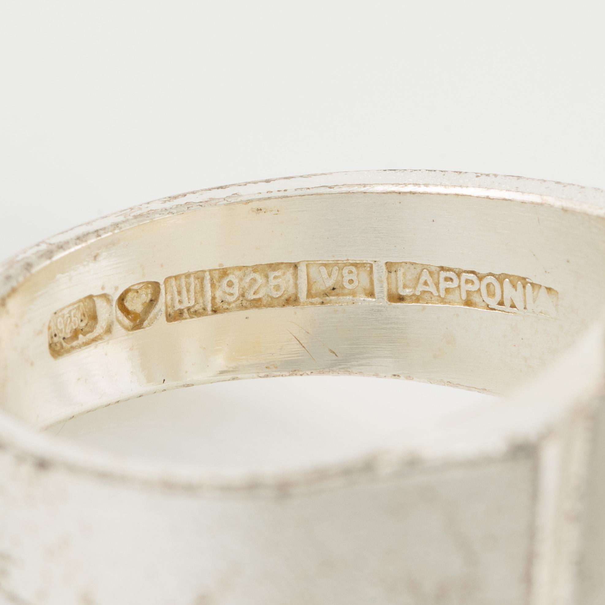 Lapponia, ett armband, en ring och ett par örhängen, sterlingsilver.