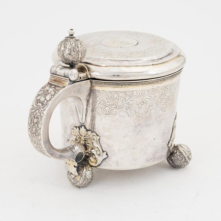 A baroque style silver tankard, Stockholm, late 19th century.