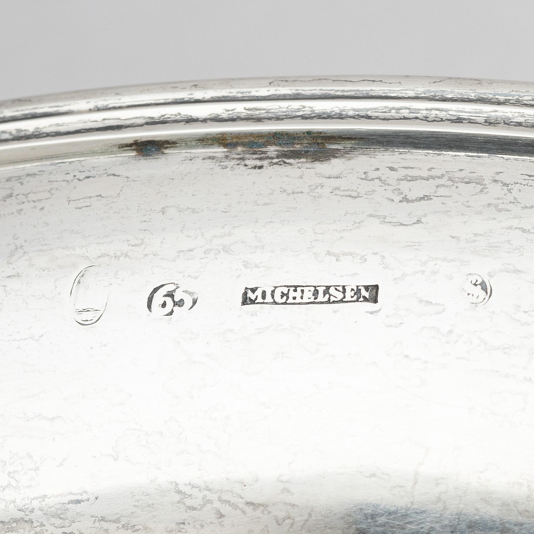 A Danish large silver bowl on foot, mark of Anton Michelsen, Copenhagen 1865.